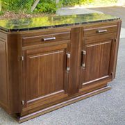 Vintage Parisian art deco sideboard in solid wood and black marble 180cm