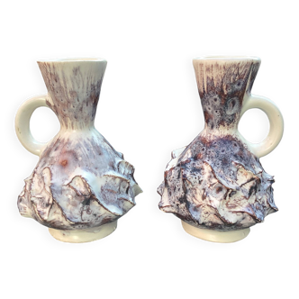 2 Vallauris vases in meerschaum ceramic, attributed to JAK