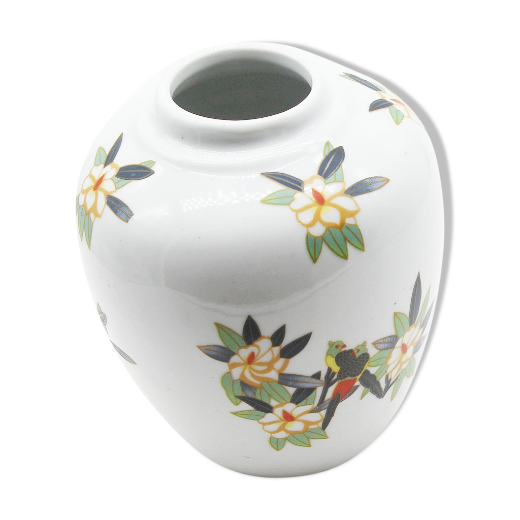 Vase En Céramique Déco Avec Oiseaux - Hauteur 25,5 Cm - Multicolore - Occasion Bon état