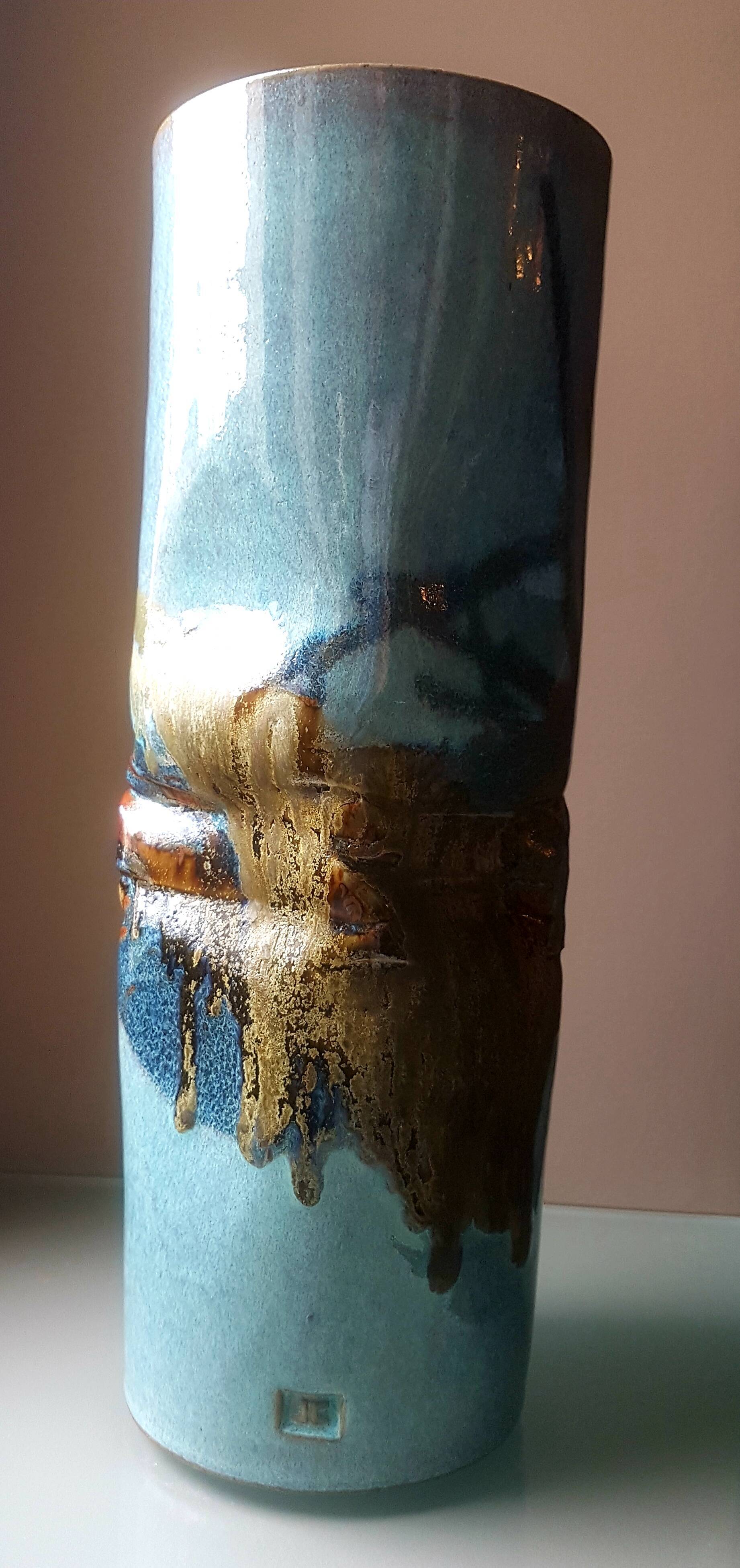 Vintage sandstone vase 60s 70s