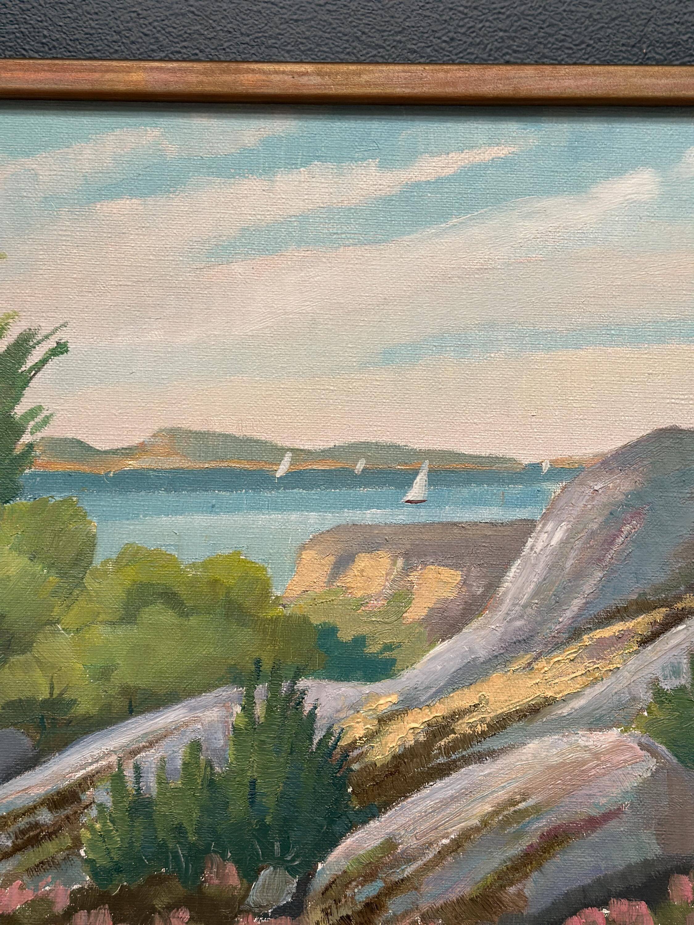 Original Swedish Oil On Canvas – “Coastal Landscape” By R. – Dated 1979 – Vintage & Framed – 50 × 42 Cm (19.7" × 16.5")