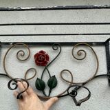 coat rack, hat rest 4 hooks wrought iron polychrome floral decoration