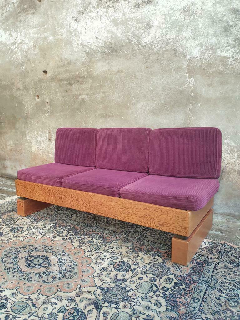 Old sofa design retro purple couch 60s