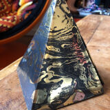 Marbled pyramids art deco bookends