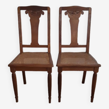 Set of 2 vintage art deco cans chairs.