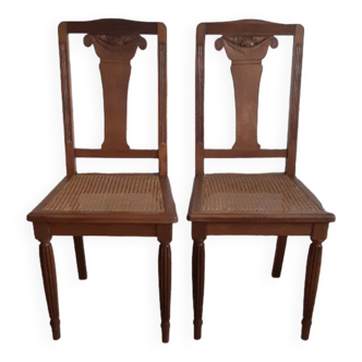 Set of 2 vintage art deco cans chairs.