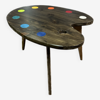 Table basse vintage en forme de palette de peintre
