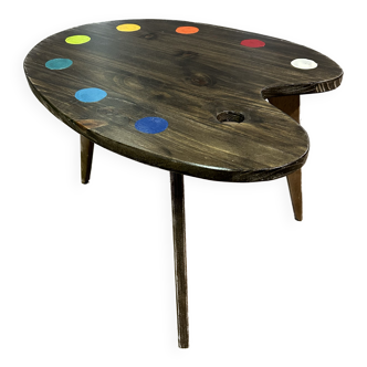 Table basse vintage en forme de palette de peintre