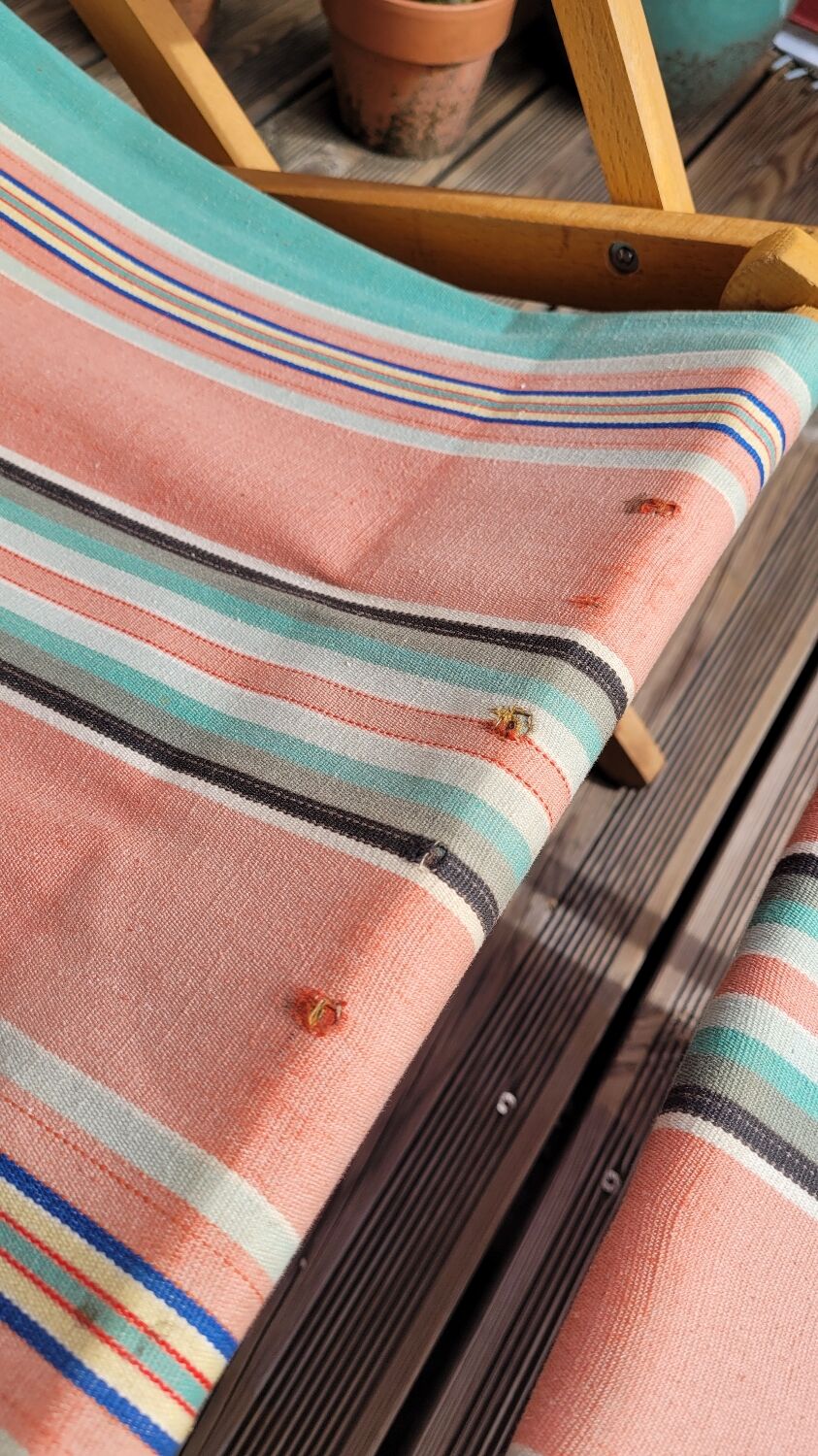 Vintage bayadère canvas chaise longue