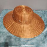 Chapeau colonial en rotin, des années 60-70