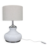 1970s Italian Glass Table Lamp with Boucle Fabric Shade