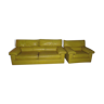 Lot canapé et fauteuil cuir jaune grainé Ligne Roset