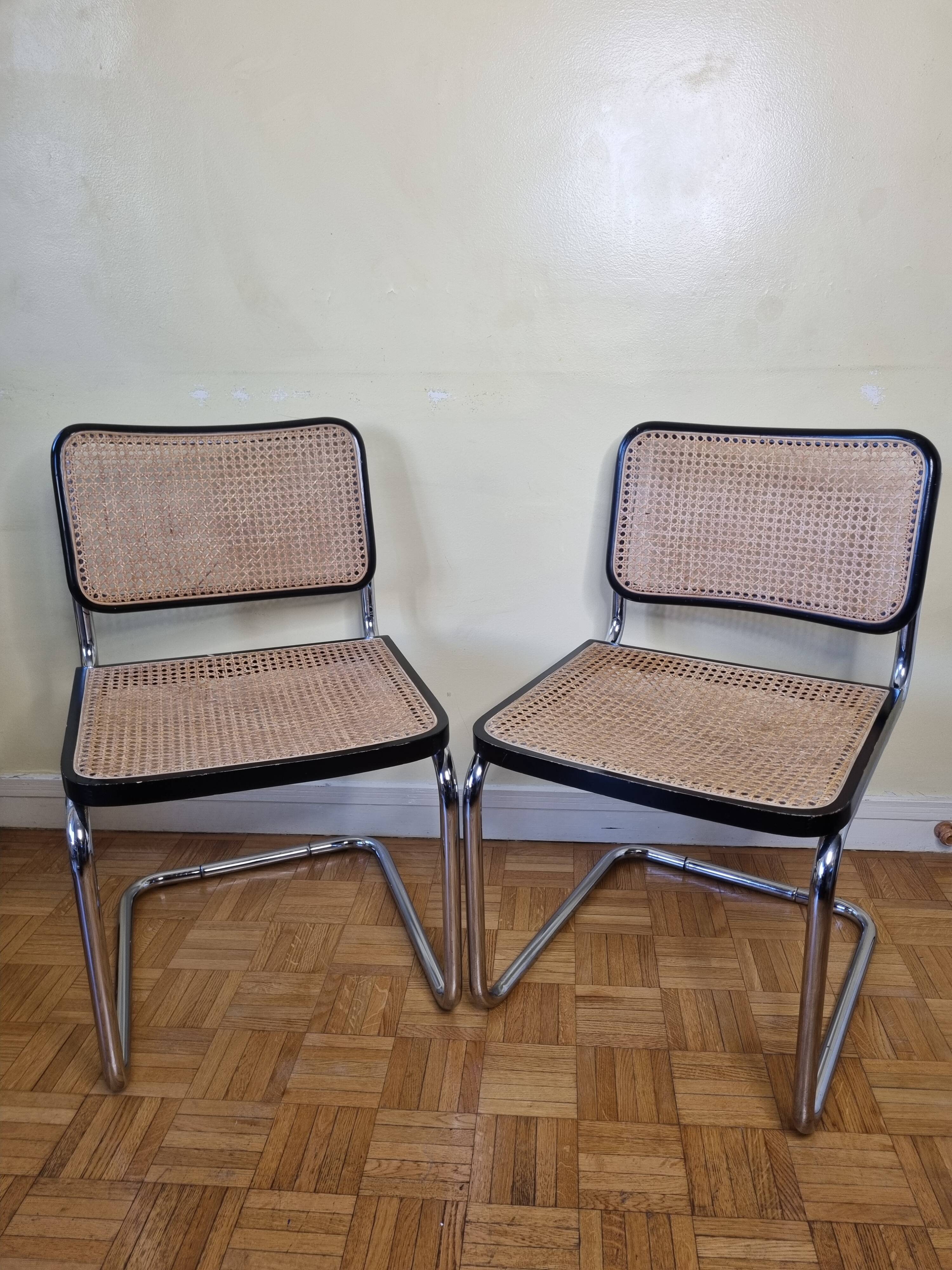 Pair of chairs designed Bauhaus style, 80s, made in Italy
