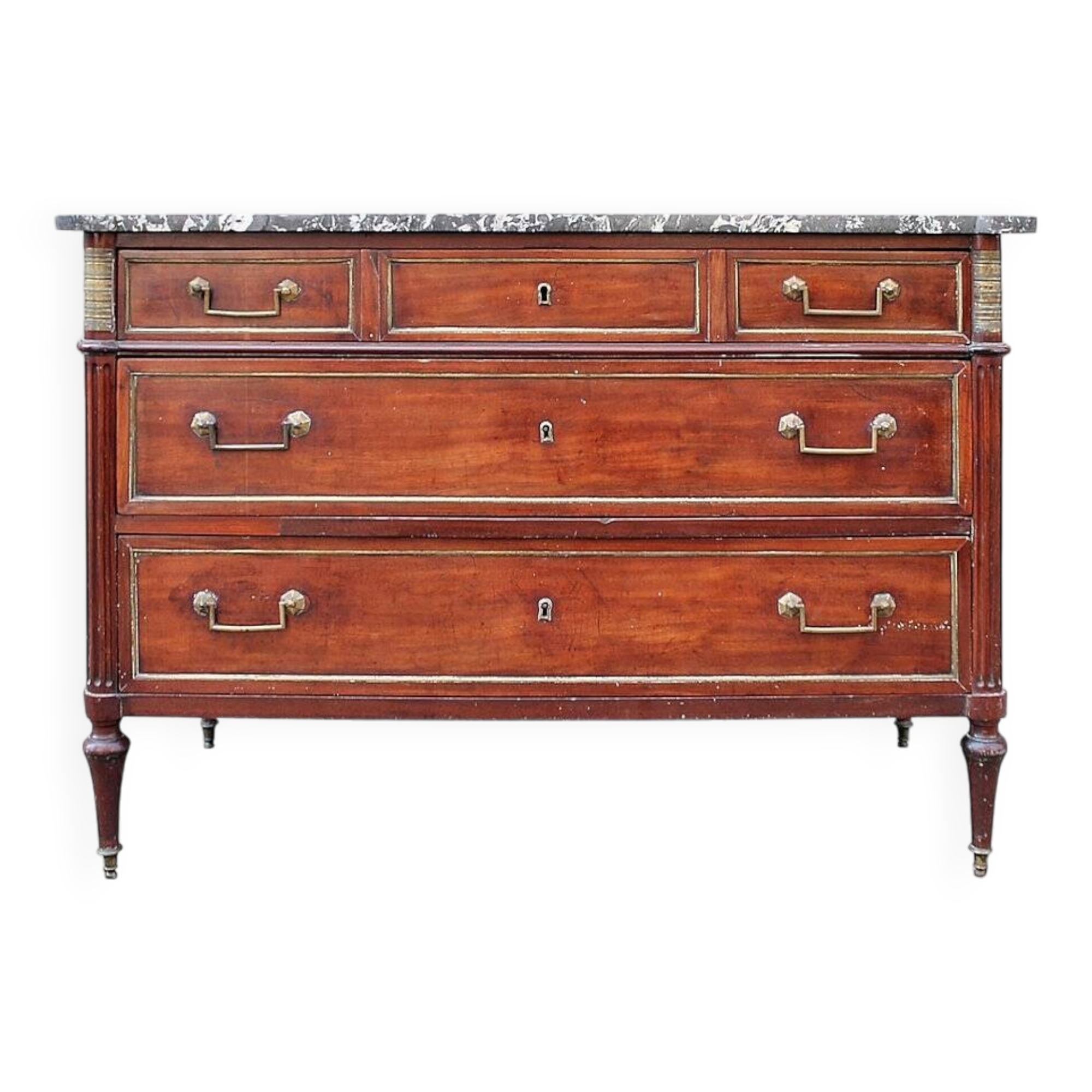 18th C. Mahogany Chest Of Drawers - Marble Top