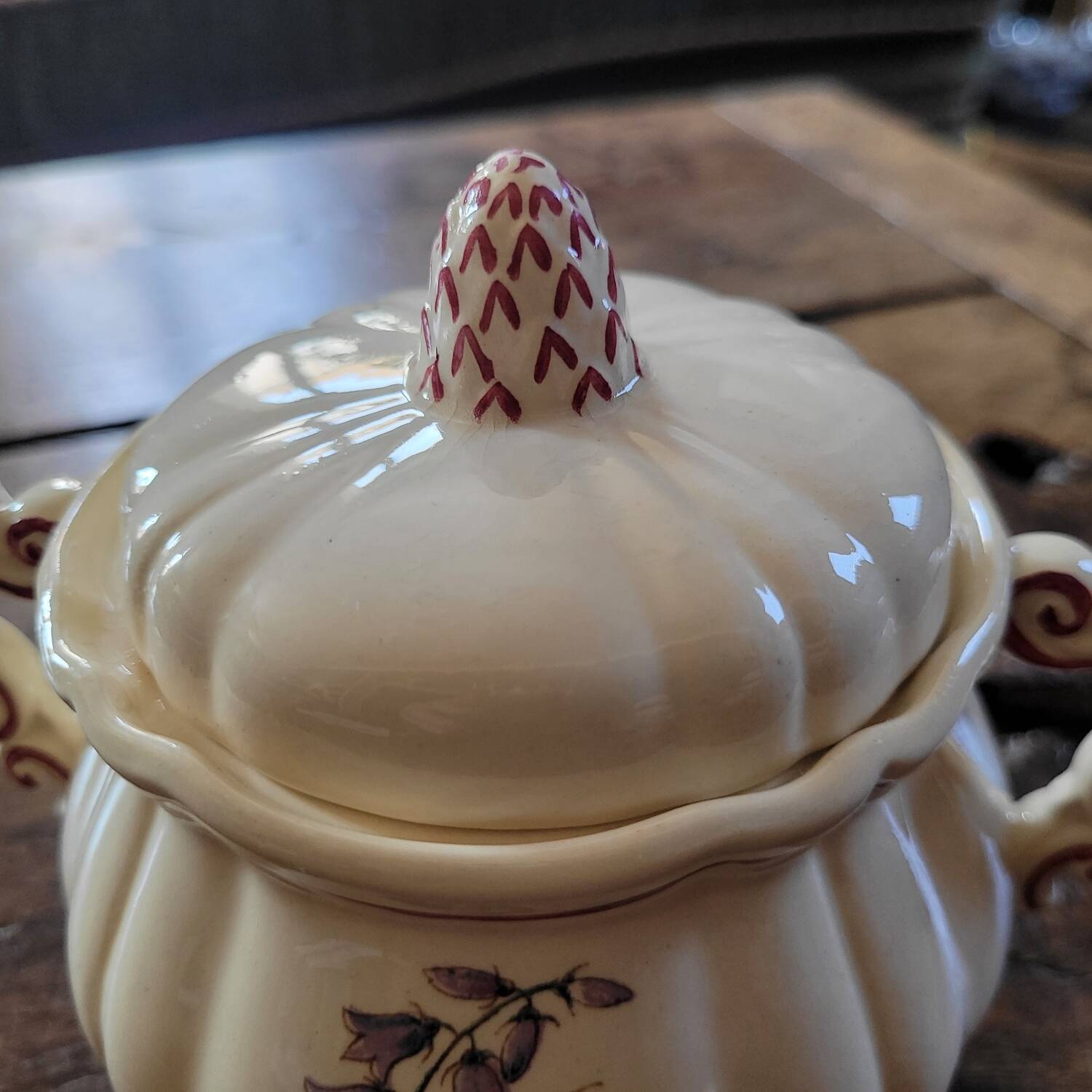 Rustic Sugar Bowl Digoin Sarreguemines 1930