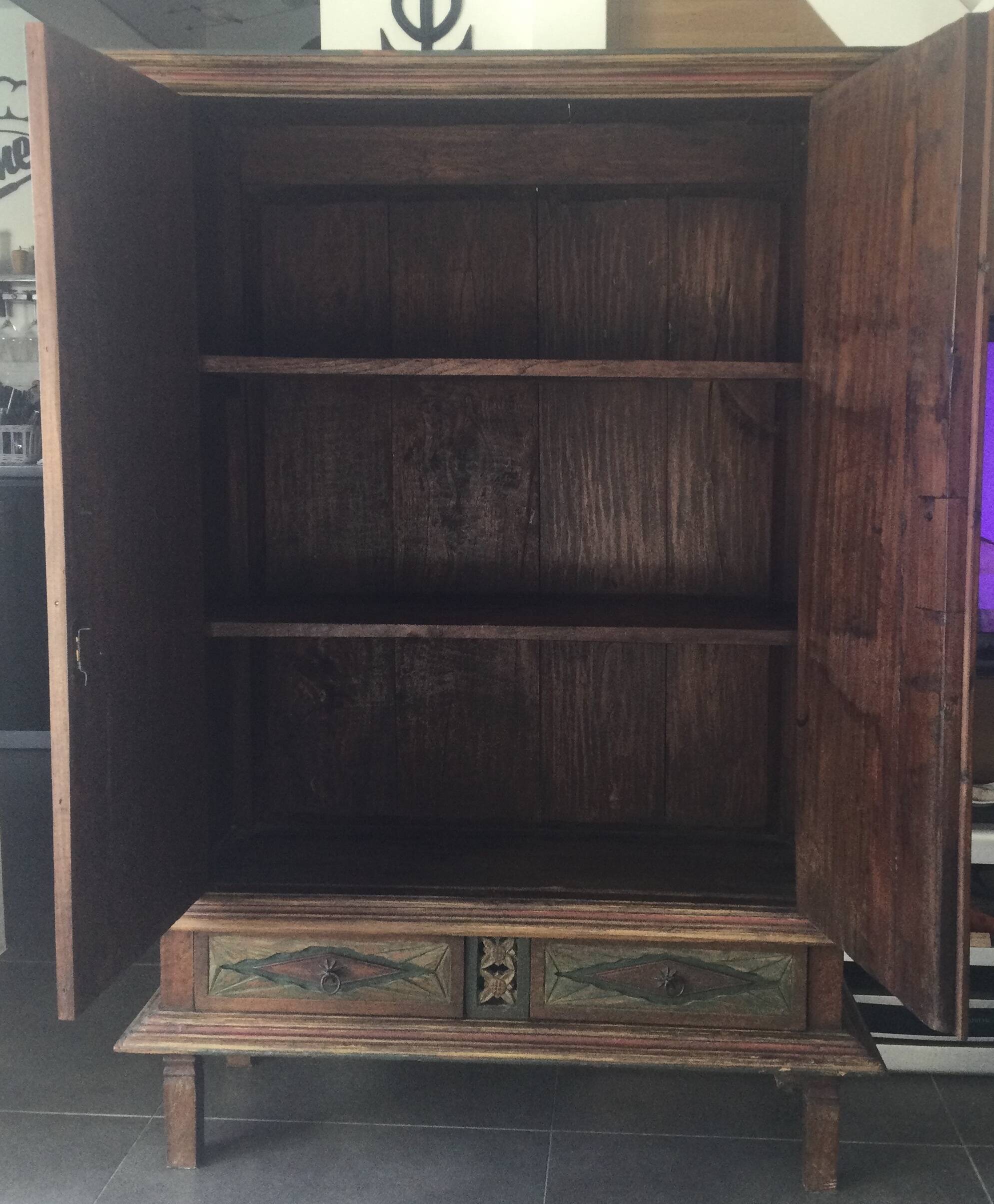 Solid teak wardrobe in Indonesian style, 1900s.
