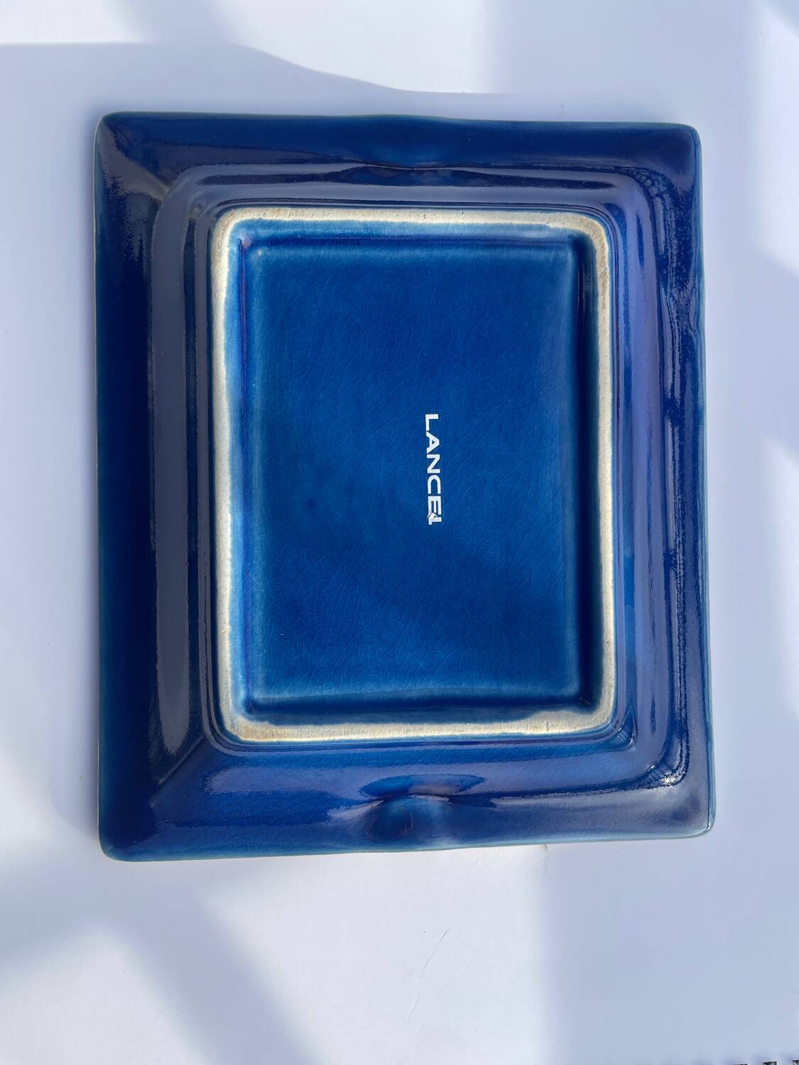 Vintage Lancel ashtray in deep blue ceramic
