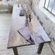 XL farmhouse table in solid oak, brutalist style, 20th century.