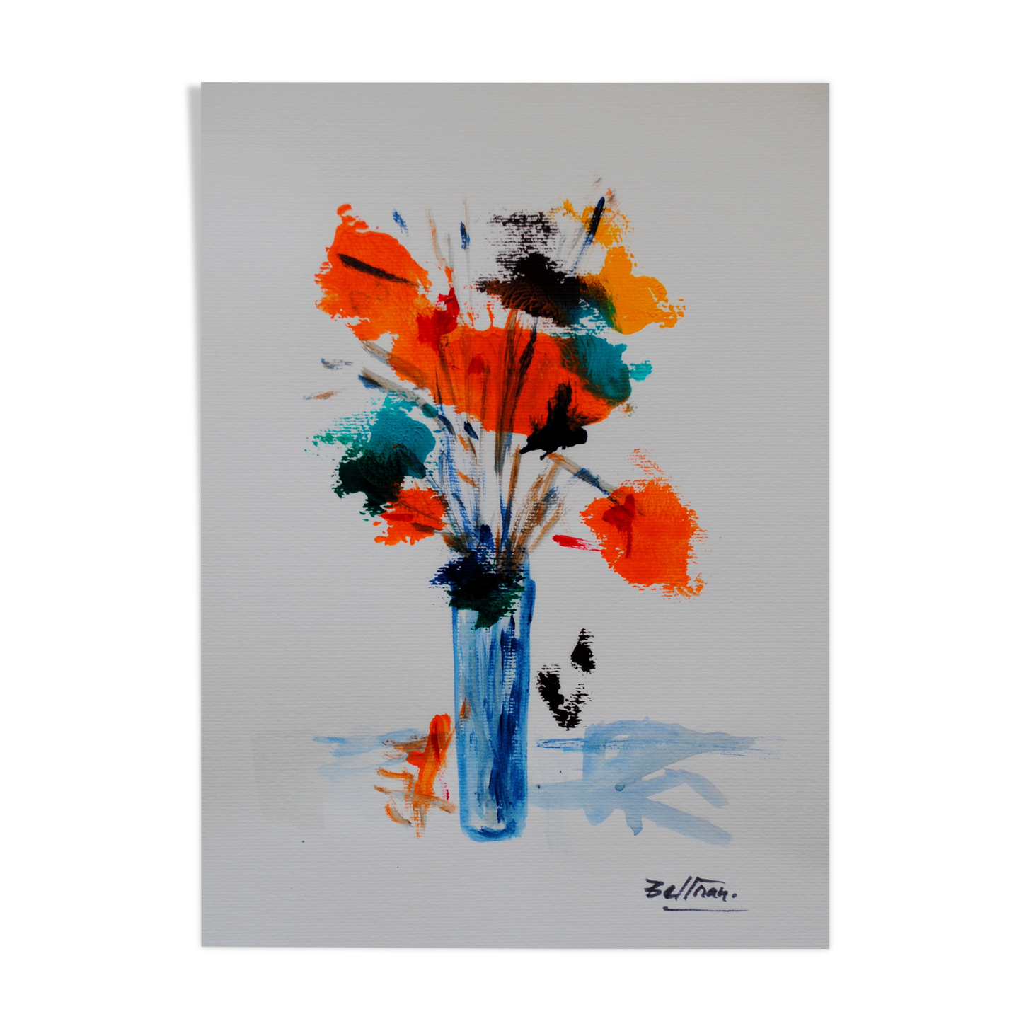 Le vase aux fleurs oranges