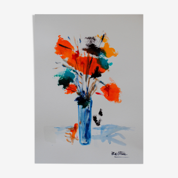 Le vase aux fleurs oranges