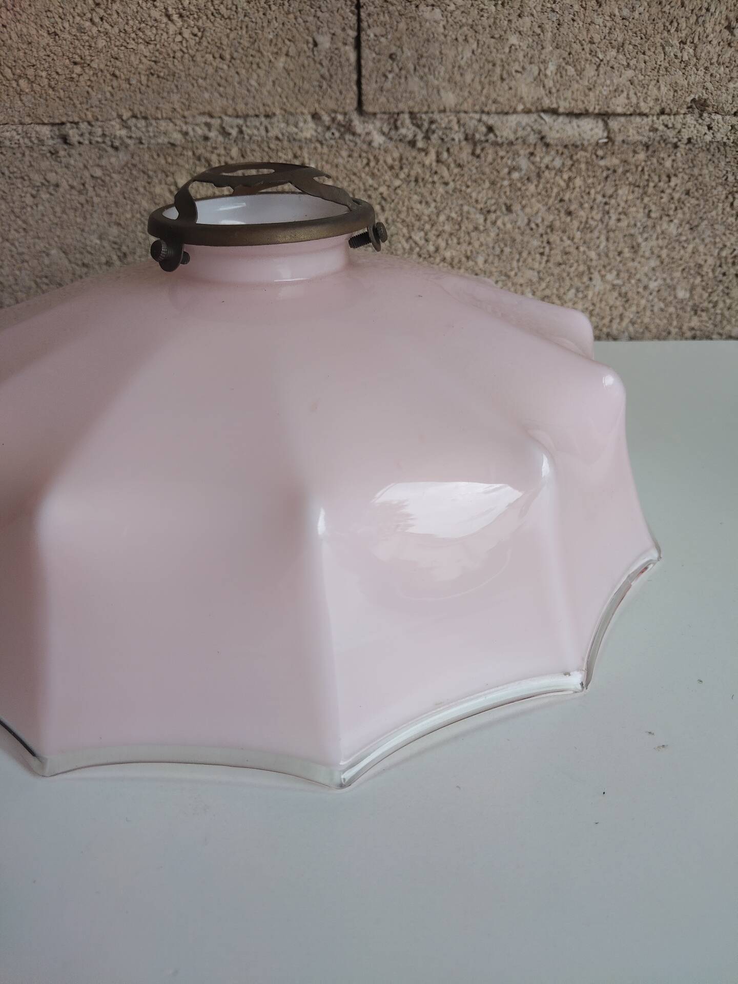 Vintage pink pastel opaline lampshade – 1940s/1960s