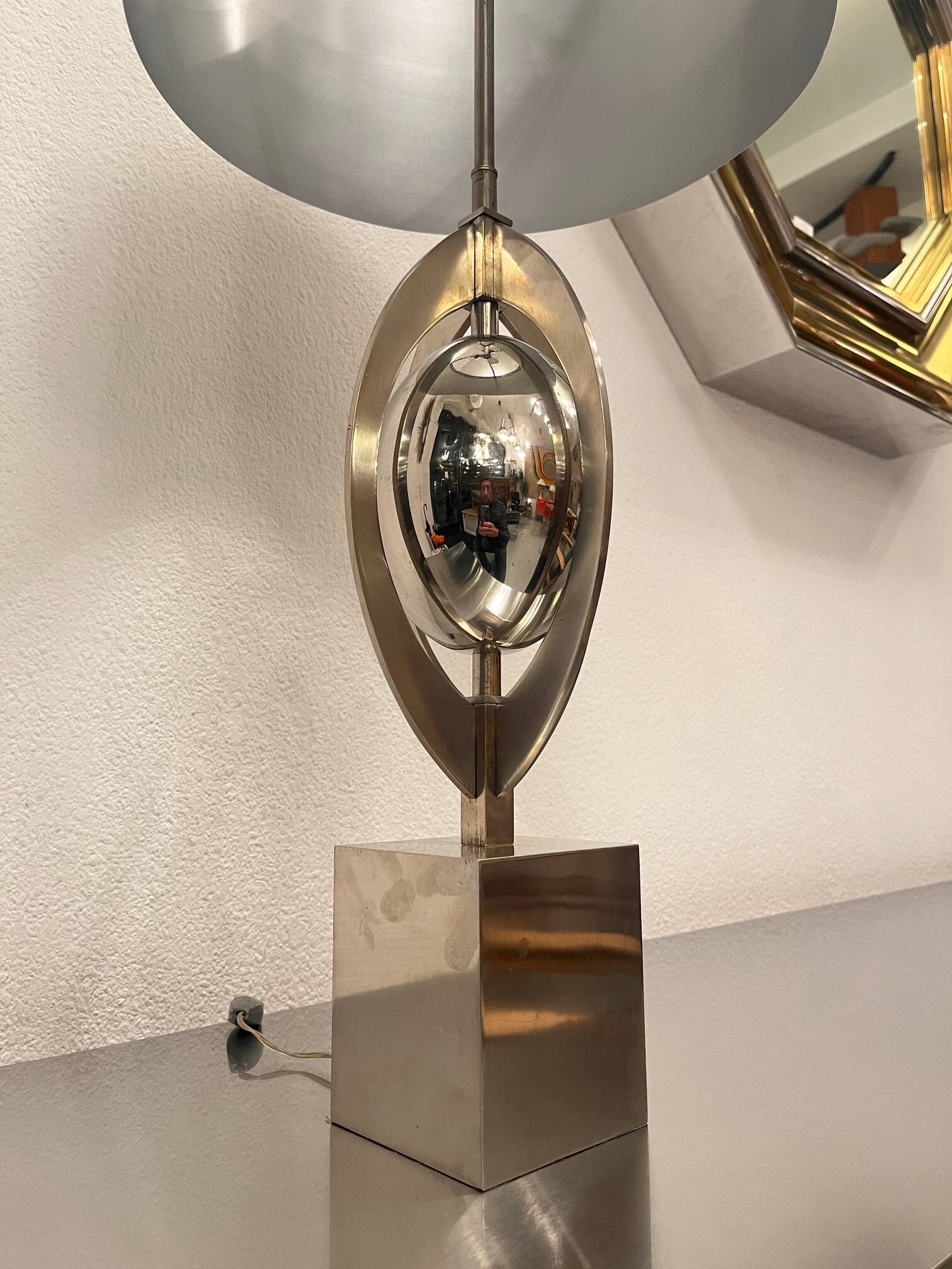 Pair of Ogive lamps in stainless steel by Maison Charles Paris 1970