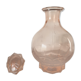 Carafe en verre rose vintage