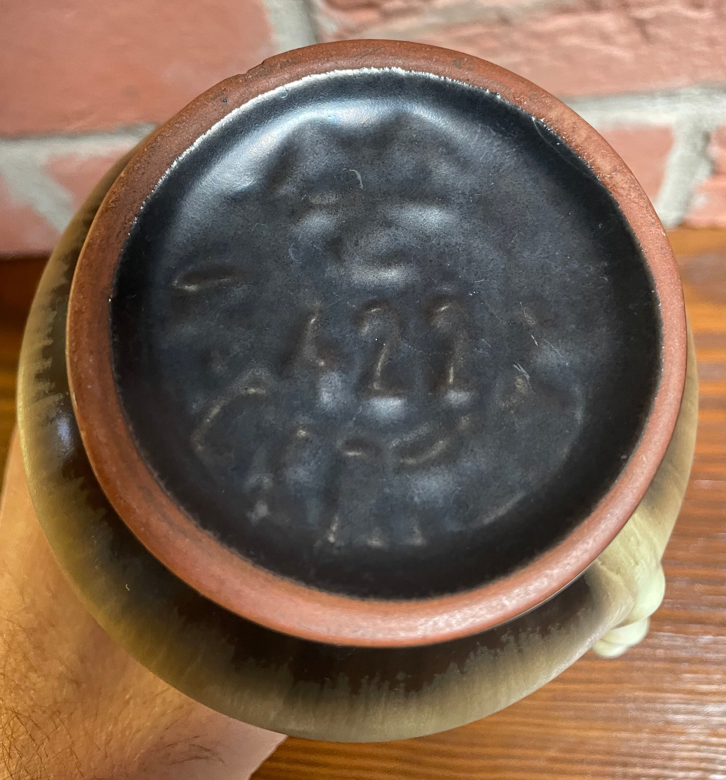 Carstens Tönnieshof Jug Model 422 with Twisted Handle, Tea Green and Brown West German Art Pottery