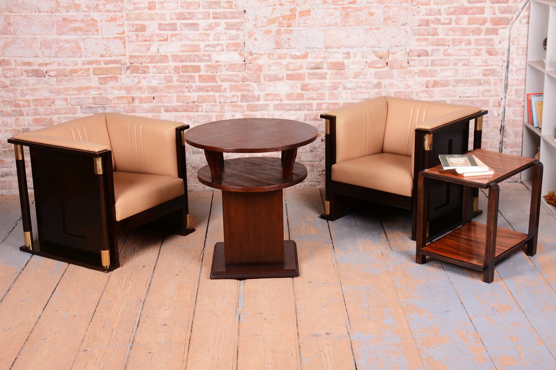 Art Nouveau Mahogany Armchairs from J. Hoffmann, Austria, 1910s, Set of 2