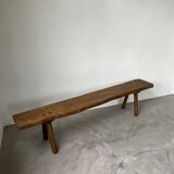 Brutalist bench in solid elm from the 50s