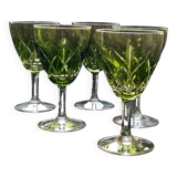 VSL ,5 verres en cristal teintés et taillés.