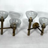 Pair of brass and glass sconces by Sciolari. Italian modern from 70s