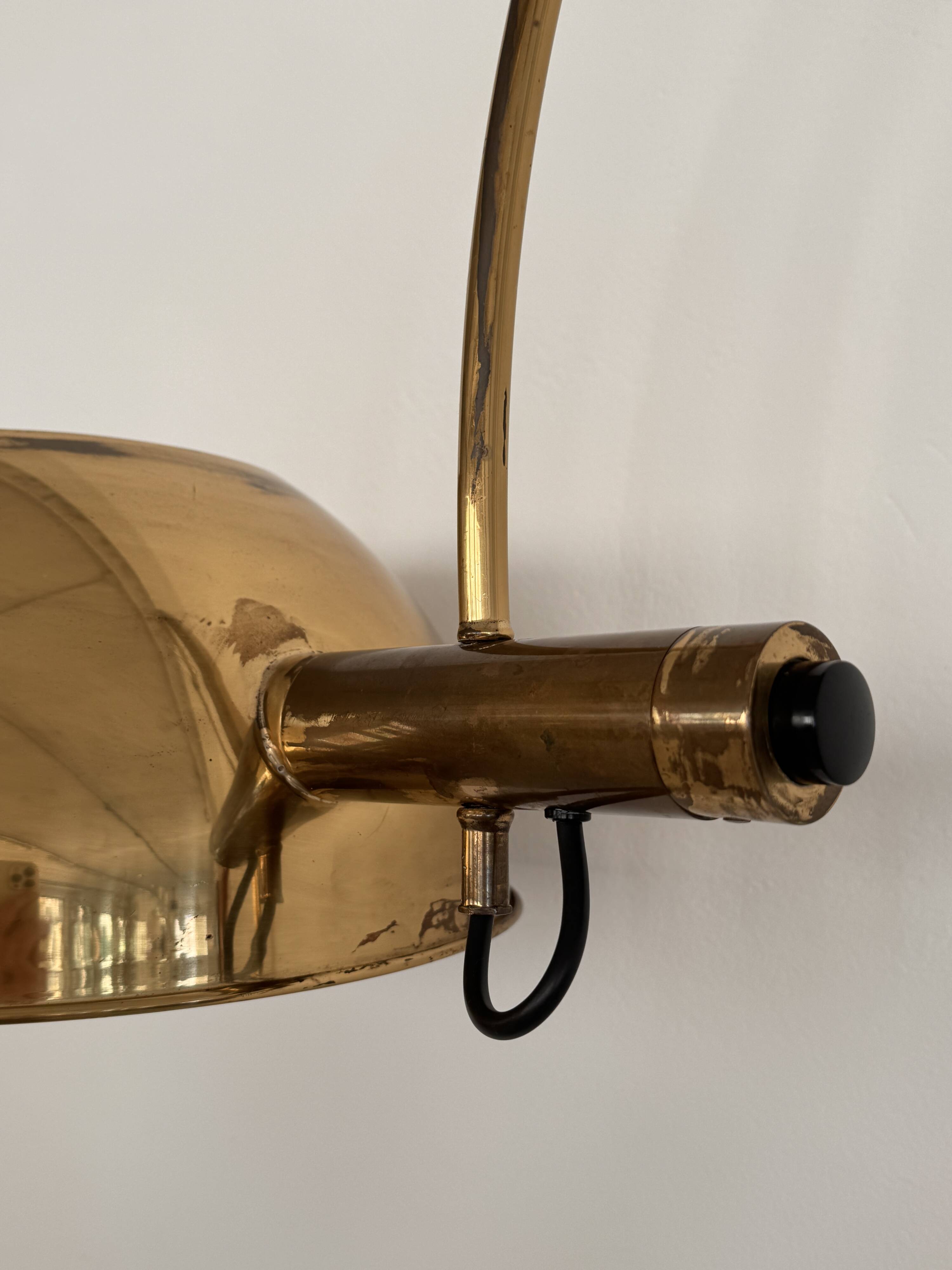 Lampe murale vintage à arc Florian Schulz XL BOCA en laiton, années 1970
