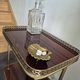 Dessert / Small side table with mahogany veneer and brass mid-century.