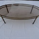 Coffee table low oval bronze doré Jacques Quinet 1950/1960