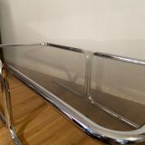 Vintage coffee table in chrome and smoked glass 70s