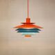 Unique blue and orange pendant lamp by Form Light model 52610, Denmark 70s.