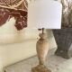 Wooden lamp, new 2 m fabric cable, cotton lampshade