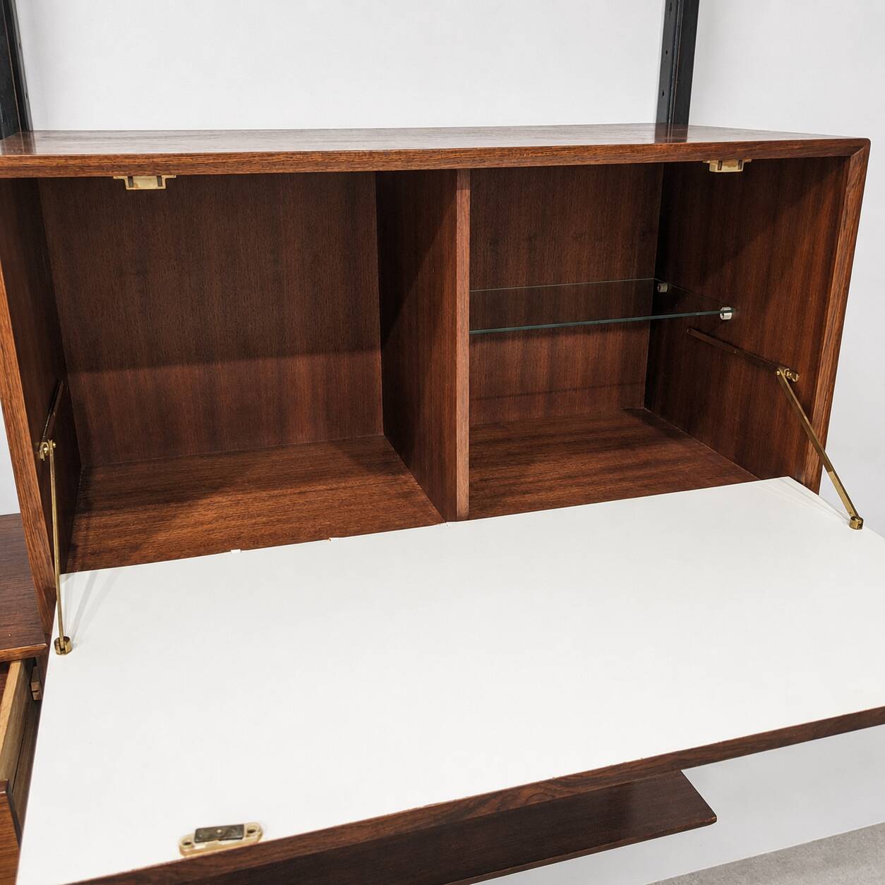 Modular wall cabinet in rosewood