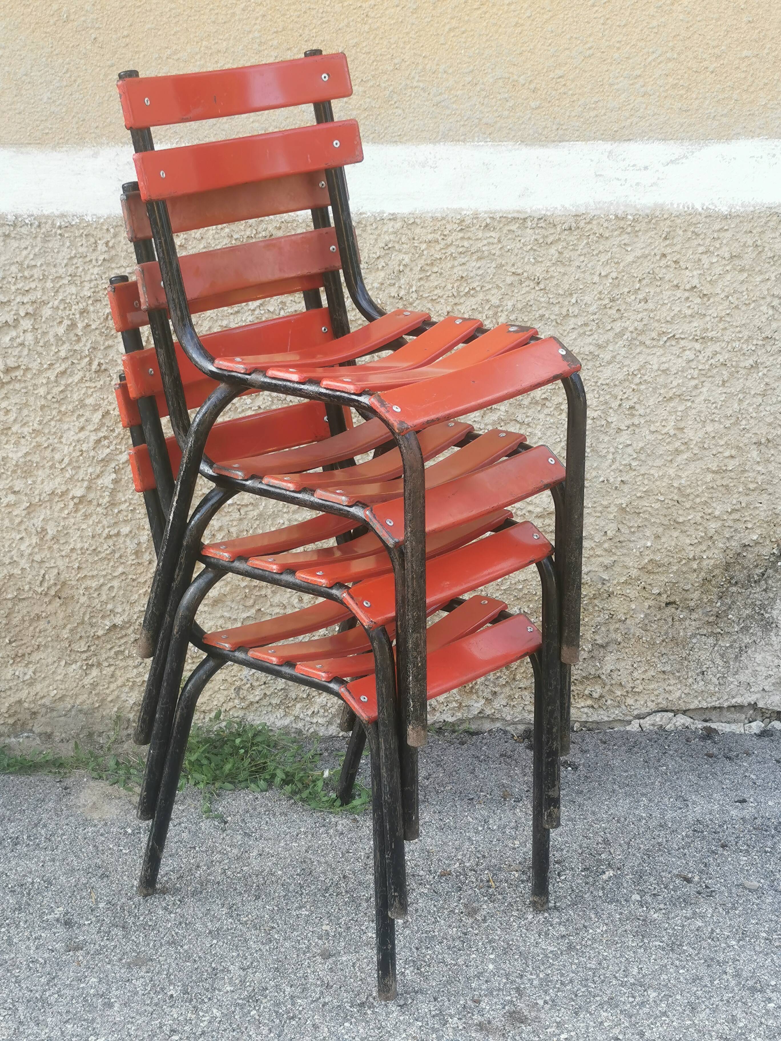 Serie de 4 chaises de terrasse "tolix"