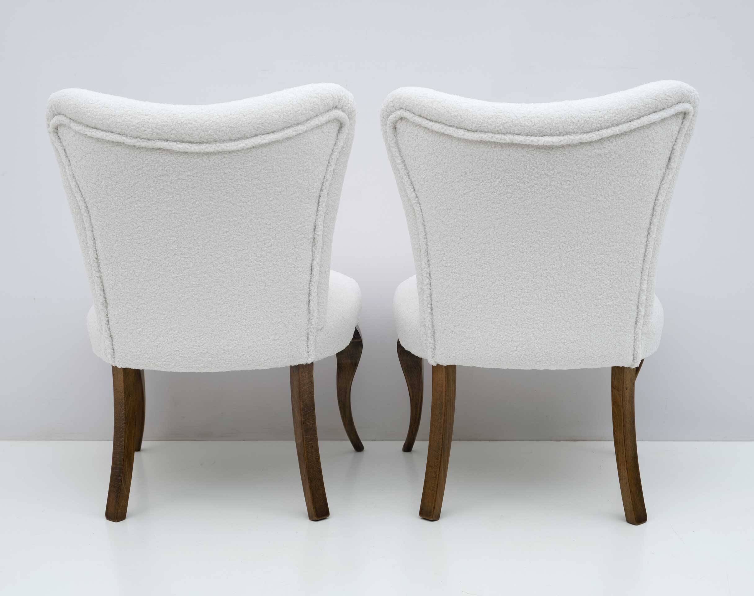 Pair of Italian Boucle Small Armchairs, 1940s