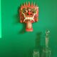 Barong mask whale in carved wood - 28 cm - red demon