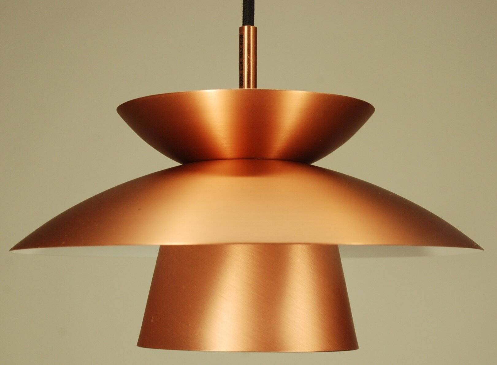 2 Danish pendant lights in copper and glass