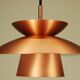 2 Danish pendant lights in copper and glass