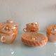 Set of six cups and pearly opaline sugar by Termocrisa / vintage 50-60