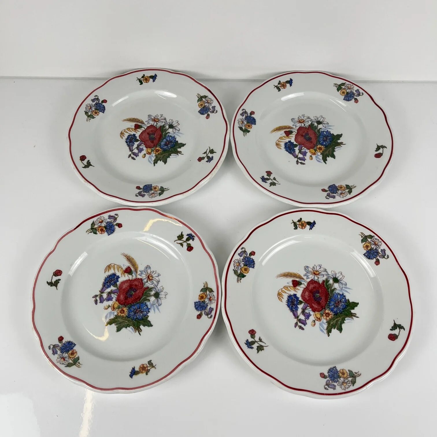 Set de 4 assiettes à dessert "Agreste", Sarreguemines, fin XXe, Pyroblan