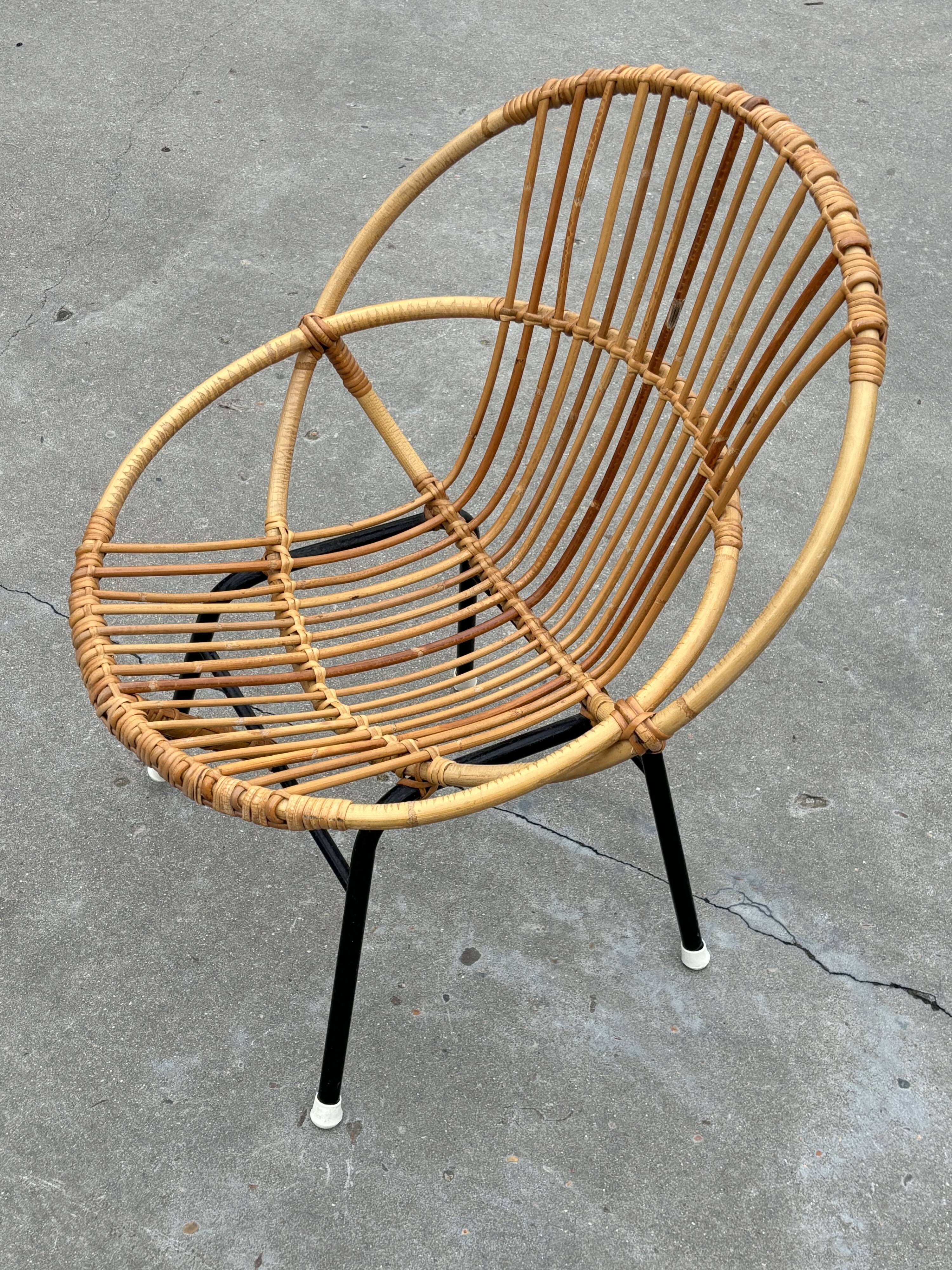 Chaise en rotin de Dirk van Sliedregt Rohe Noordwolde 1960 aux Pays-Bas