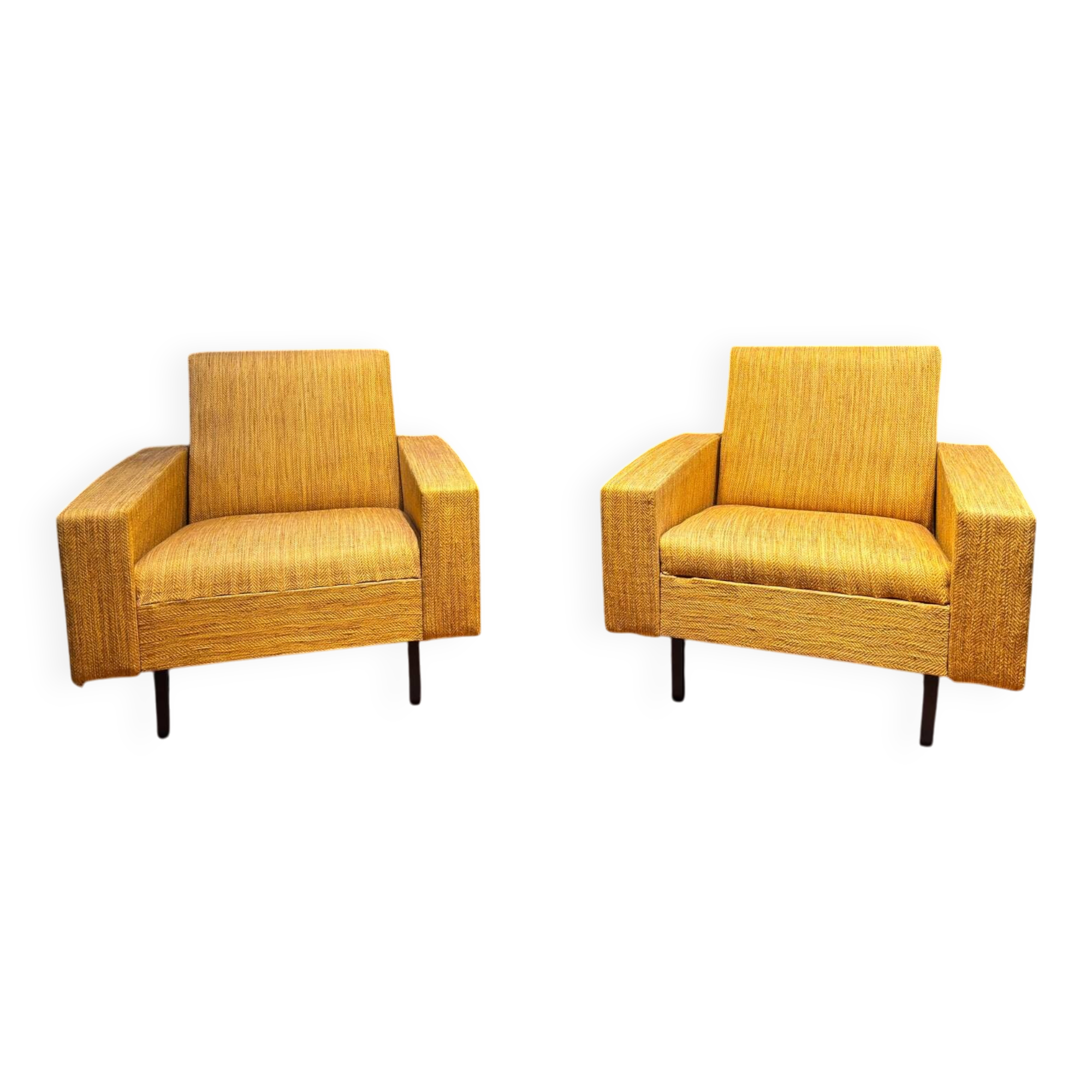 Pair of vintage mustard yellow armchairs – 1970s design