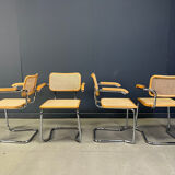 Set of 4 stackable vintage Marcel Breuer style armchairs, made in Italy, 1970s