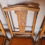 Lot Table & chaises en ronce de noyer